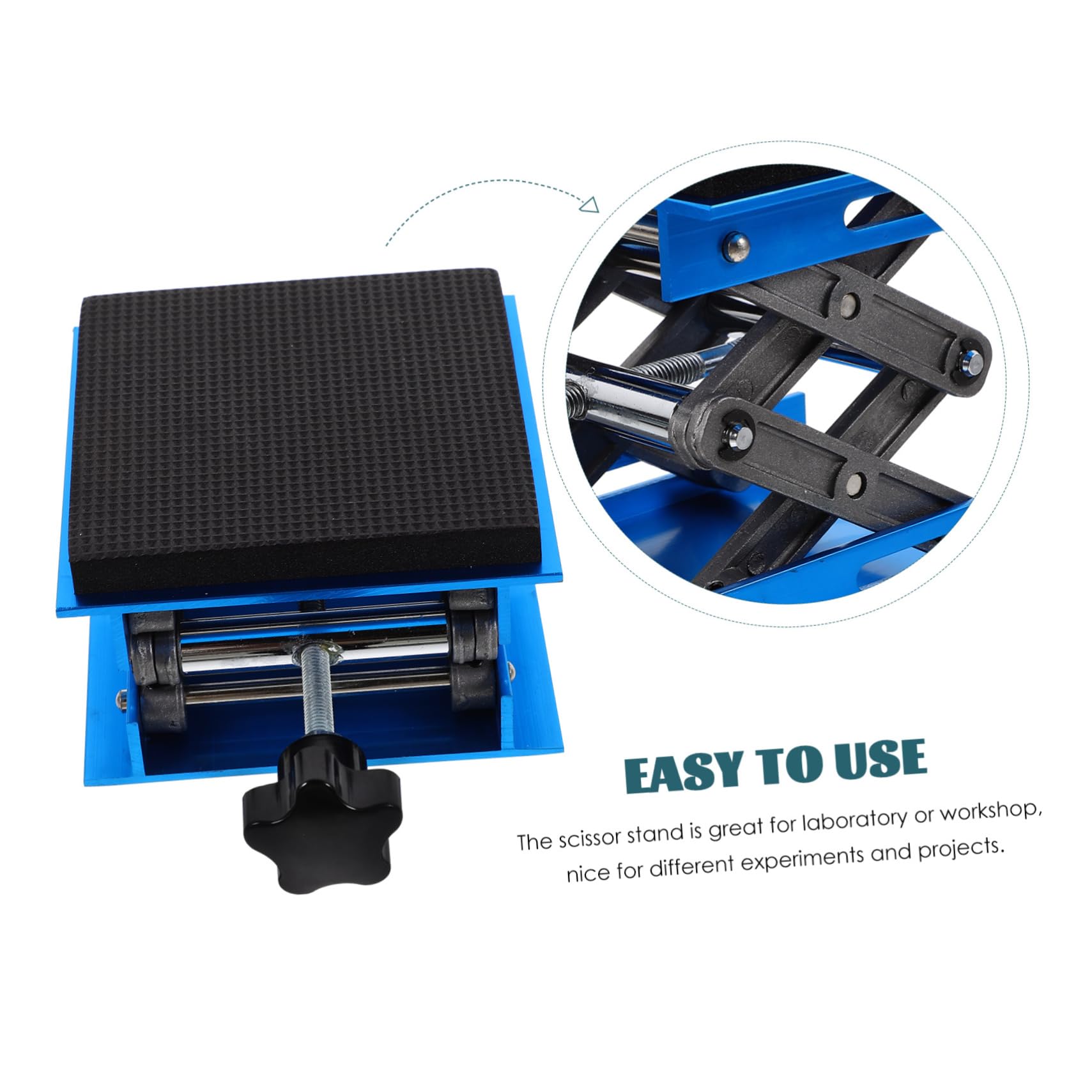 Piattaforma Elevatrice da Laboratorio 10x10 Cm in Lega di Alluminio | Supporto a Forbice per Banco Prove, Inserto Eva Antivibrazione, Base Abs Ferro