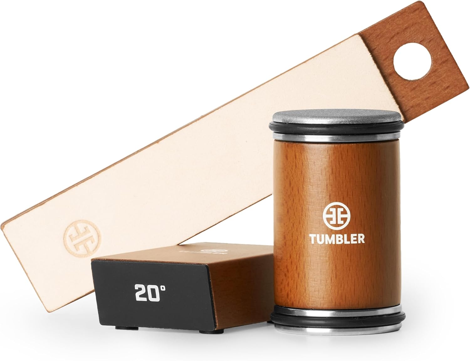 The Mini Tumbler Rolling Knife Sharpener™ + Carrying Case & Leather Strop