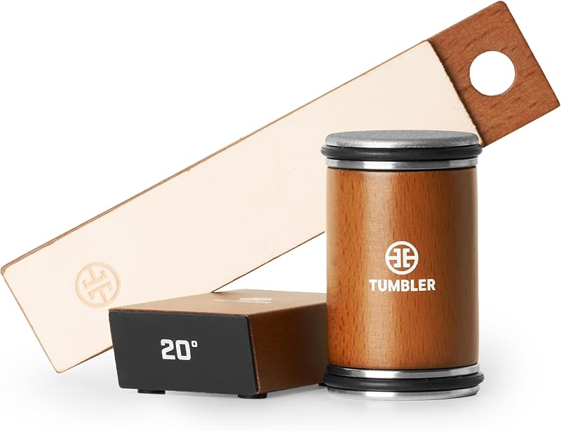 The Mini Tumbler Rolling Knife Sharpener™ + Carrying Case & Leather Strop | Knife Sharpening Made Easy, Knife Sharpener Tool for Kitchen Knives, Knife Sharpener Kit Offers 20 & 25 Degree Sharpening