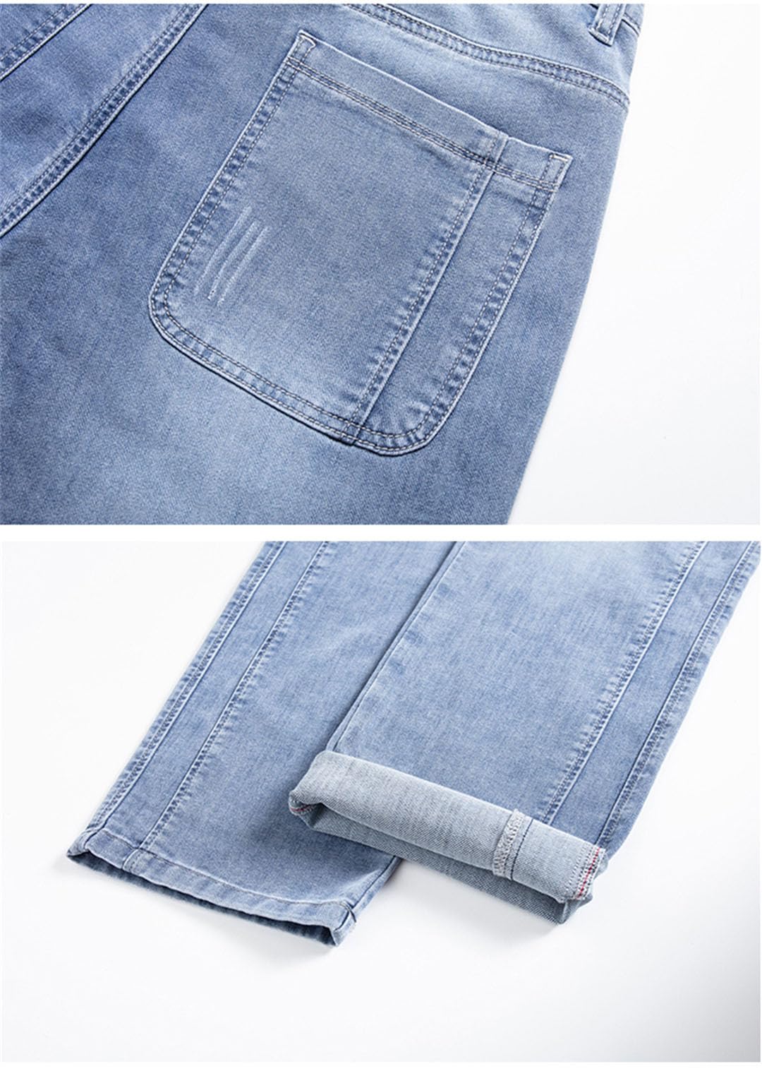 Vogrtcc Jeans da Uomo Pantaloni Casual Larghi Dritti Pantaloni in Denim con Vita Elastica