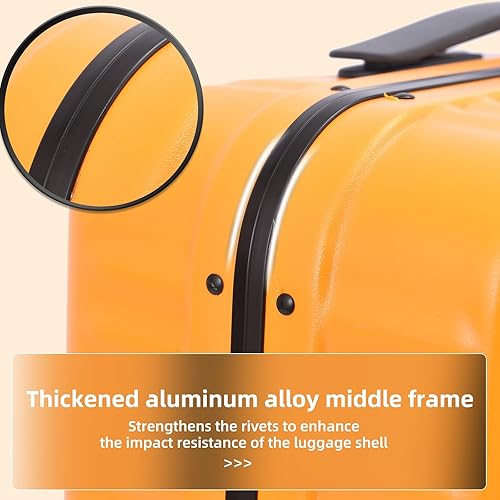 Miniatura 8 de Juego de equipaje de 2 piezas con marco de aluminio 2029 con apertura lateral, maleta rígida ligera de ABS + PC con bloqueo TSA, ruedas universales