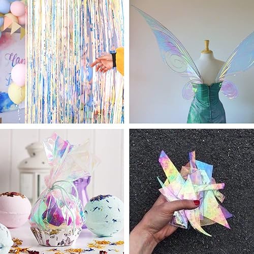 Miniatura 6 de BEISHIDA Rollo de celofán iridiscente de 32 pulgadas x 50 pies, rollo de celofán arcoíris iridiscente para cestas de regalo, flores y envoltura de