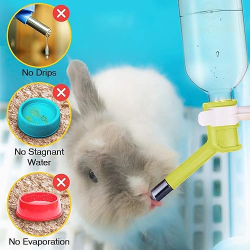 Miniatura 4 de SunGrow Dispensador de botellas de agua para mascotas de conejillo de indias y hámster, 10 onzas, sin goteo, para perros, cachorros y gatos, jaula