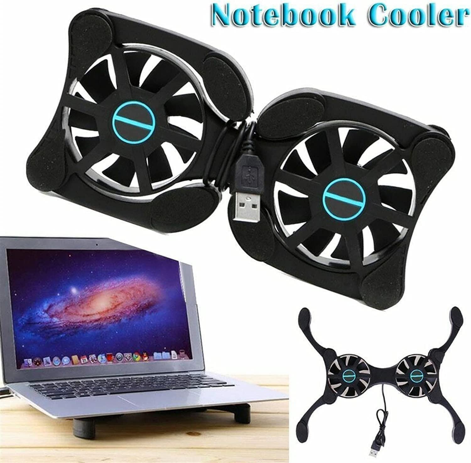 Refroidisseur Pc Portable Ventilateur De Refroidissement USB Pliable Refroidisseur Processeur Bloc-Notes pour Ordinateur Portable Support Silencieux Double Ventilateurs Ventilateur Rapide