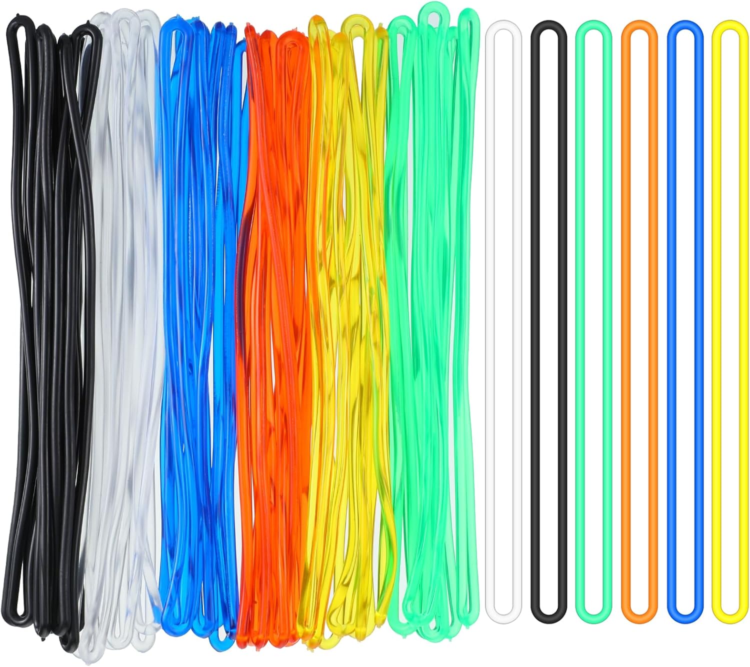 42Pcs 6″ Plastic Luggage Tag Loops Plastic Loops Luggage Straps for Suitcase Bag Tag Loop PVC Colourful Worm Loop for Travel ID Cards, Orange Black Clear Purple Green Yellow