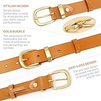 Vista 24 de Cinturones para mujer para jeans de 1.1 pulgadas de ancho, cinturones para vestidos de cuero de grano completo con hebilla dorada, caja de regalo