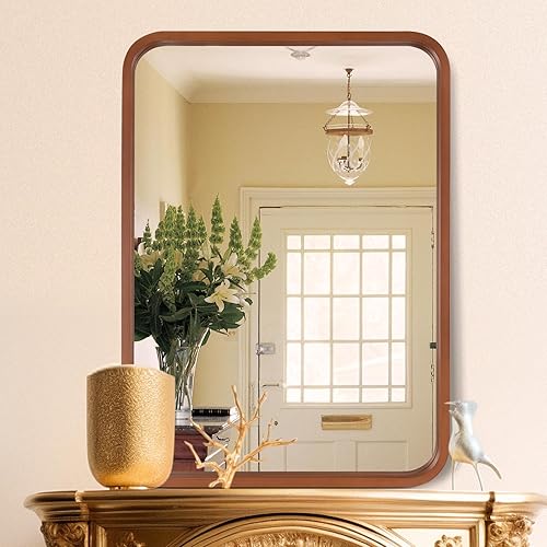 Miniatura 9 de WallBeyond Espejo de madera de 24 x 36 pulgadas para baño, espejo de pared con marco de madera, espejo rectangular montado en la pared para tocador