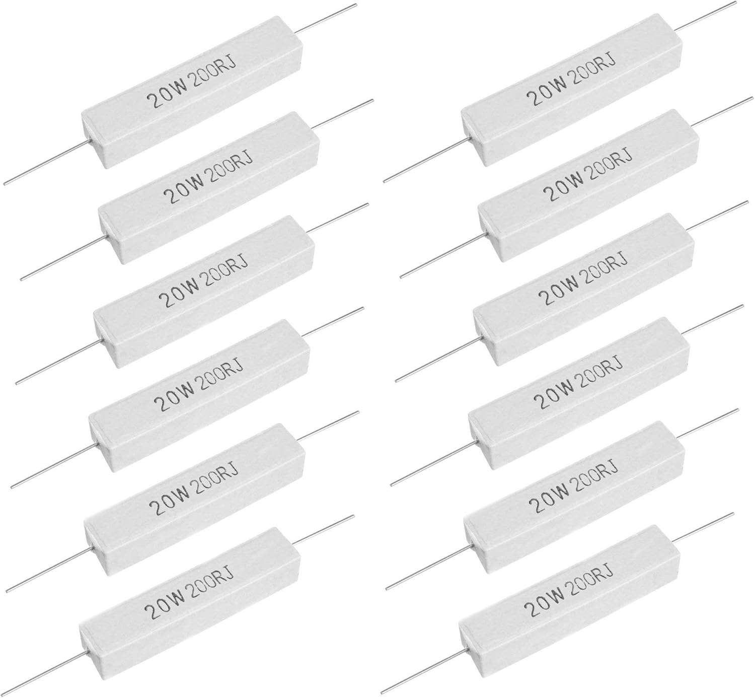 Cement Power Resistor,12Pcs 20W 200 Ohm 5 Winding Ceramic