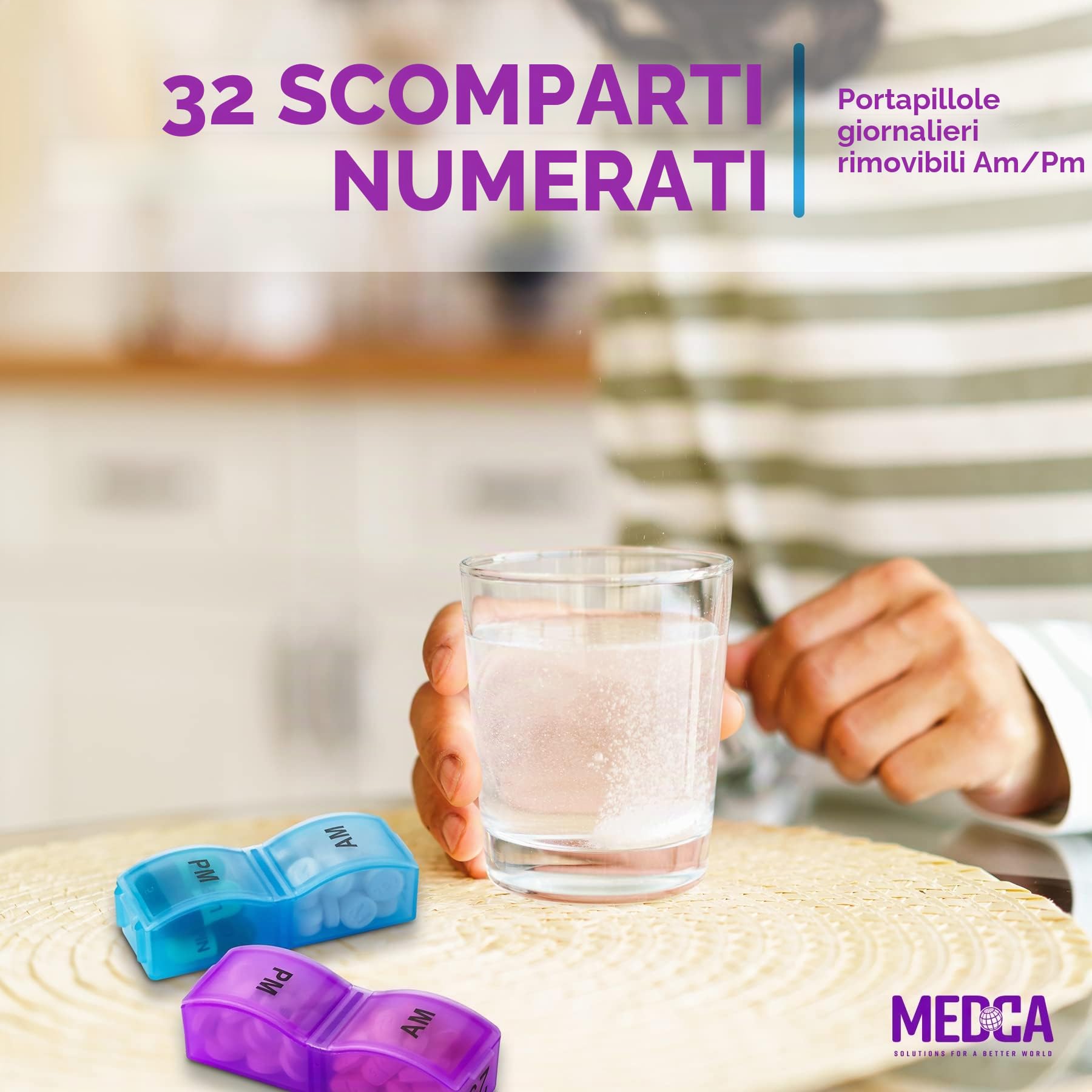 Organizer mensile per pillole 32 scomparti mattina e sera vitamine medicinali