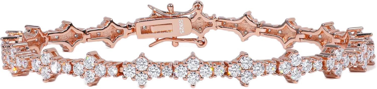 Moissanite Tennis Bracelet for Women & Men, 925 Sterling Silver 18K White Gold Plated, D Color VVS1, Sparkling Diamond Tennis Chain, Luxury Jewelry Gift with GRA Certificate