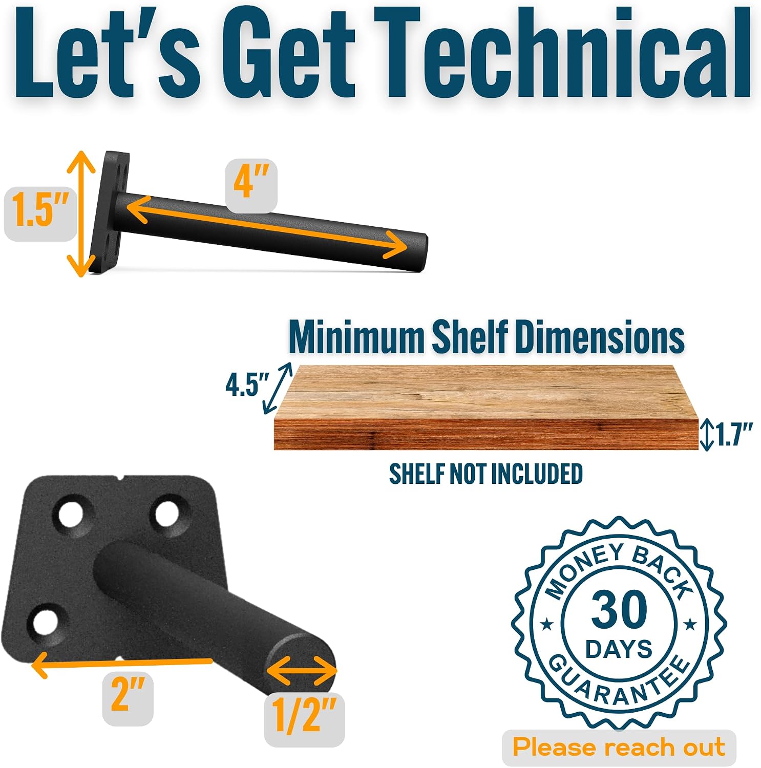 EVALD Heavy-Duty Floating Shelf Bracket with Wall Scanner Bundle | 64-Inch Mantel Bracket for Home Improvement (6 Pack) | Wood and Metal Detector, Metal Pipe Locator, Joist Finder, Wire Detector image 3