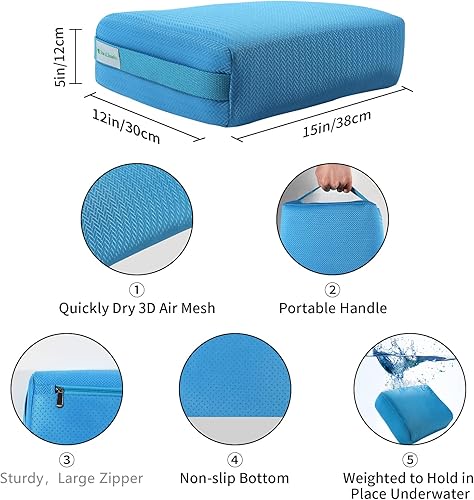 Miniatura 8 de Asiento elevador de bañera de hidromasaje con parte inferior antideslizante de micropuntos, cojín de asiento elevado de spa con funda de malla de