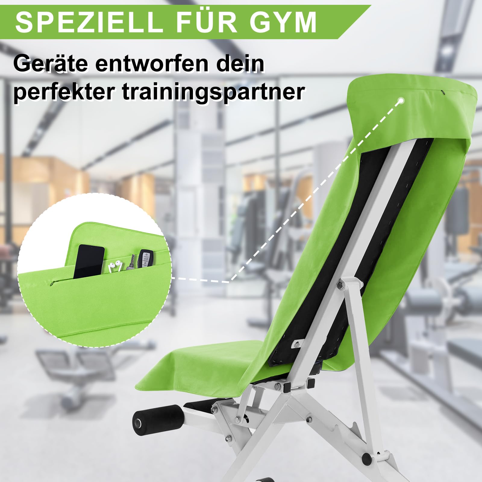 Pameil Asciugamano Microfibra, 120x50cm Asciugamano Palestra, Leggero & Assorbente Telo Palestra Microfibra Con Tasca Con Cerniera per Viaggi, Spiaggia, Yoga, Sauna