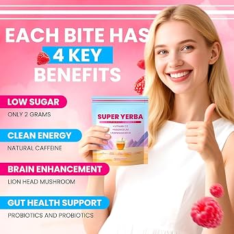 30 Servings Instant Tea Powder, Super Mate Raspberry Lemonade Tea Powder, Raspberry Lemonade Flavour, Natural Plants Mate Tea Powder