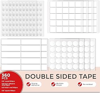 360pcs Nano Double Sided Tape for Wall 0.8" Sticky Dots Mounting Putty Two Sided Adhesive Museum Putty Multi-Shape Sticky Tack No Traces - Crafts Poster Decoration Picture Hanging Crafting Party