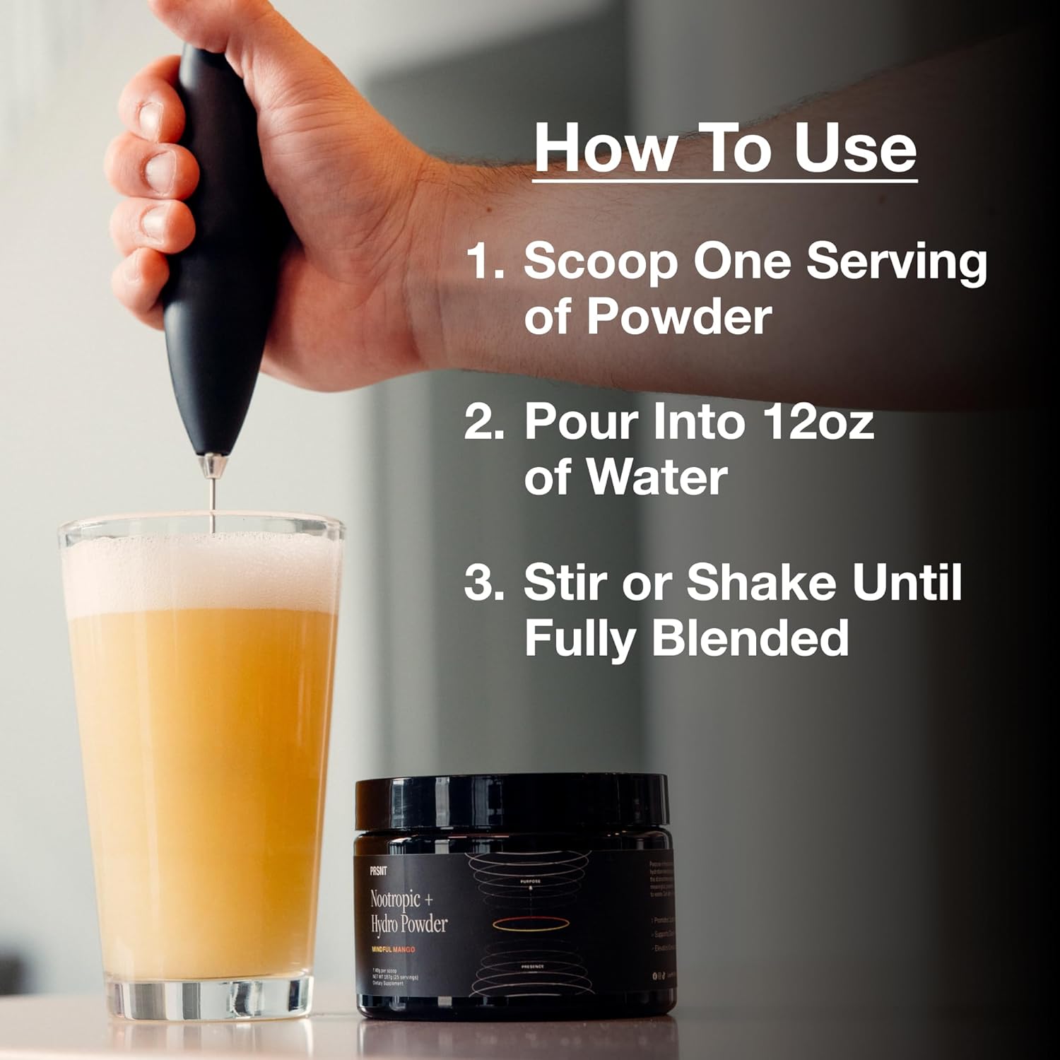 PRSNT Nootropic Focus Powder | Mango 25 Servings | Caffeine-Free, Sugar-Free | Supports Focus, Energy, Mental Clarity | Nootropic + Electrolytes Hydration Focus Drink Mix - Image 6