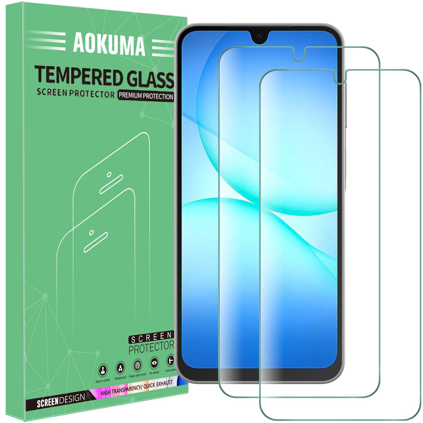 AOKUMA [2 Pack for Samsung Galaxy A17 / A16 / A26 5G&4G Screen Protector Tempered Glass, Screen Protector for Samsung A16/A26/A17 5G,Premium Quality Guard FilmClimatePartner certified