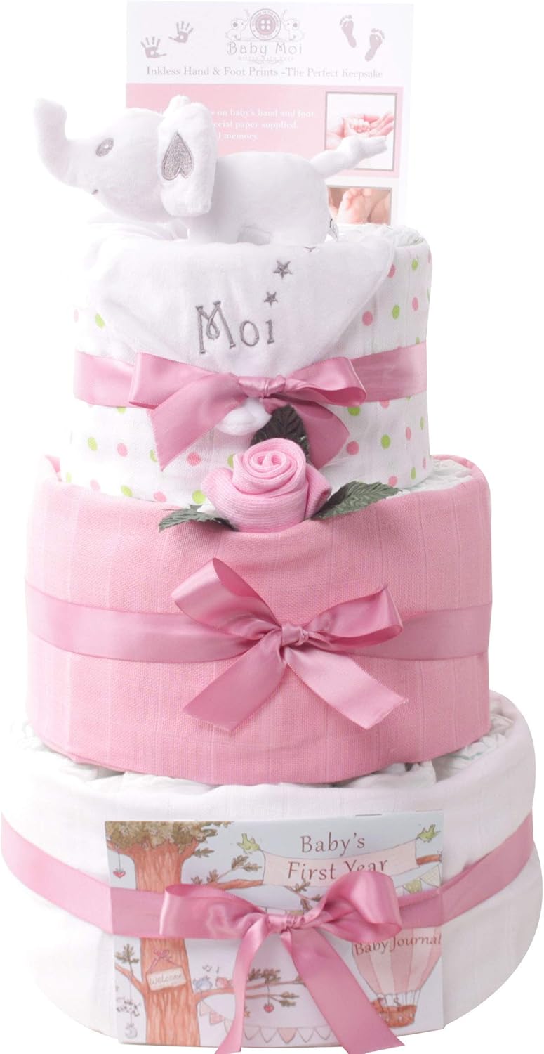 pink nappy cake