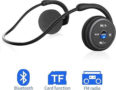 Bluetooth Headphones with FM Function Wireless Earphones Sport Sweatproof Hands Free Calling Stereo Headsets Comfortable Lightweight with Mic, Support TF Card, Compatible with iPhone, Android
