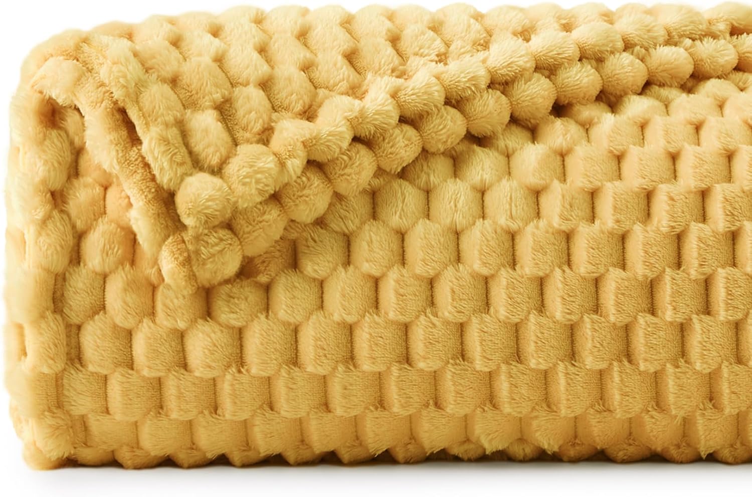 BEDELITE Jacquard Blanket- 3D Fleece Decorative Yellow Throw Blanket, Super Soft and Cozy Warm Fuzzy Blanket All Seasons Suitable, 50x60Inches - Image 2