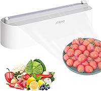 ArteiWo Magnetic Plastic Wrap Dispenser with Cutter - Refillable Cling Film Holder, Includes 12" x 328ft BPA-Free Wrap, Foil & Parchment Compatible