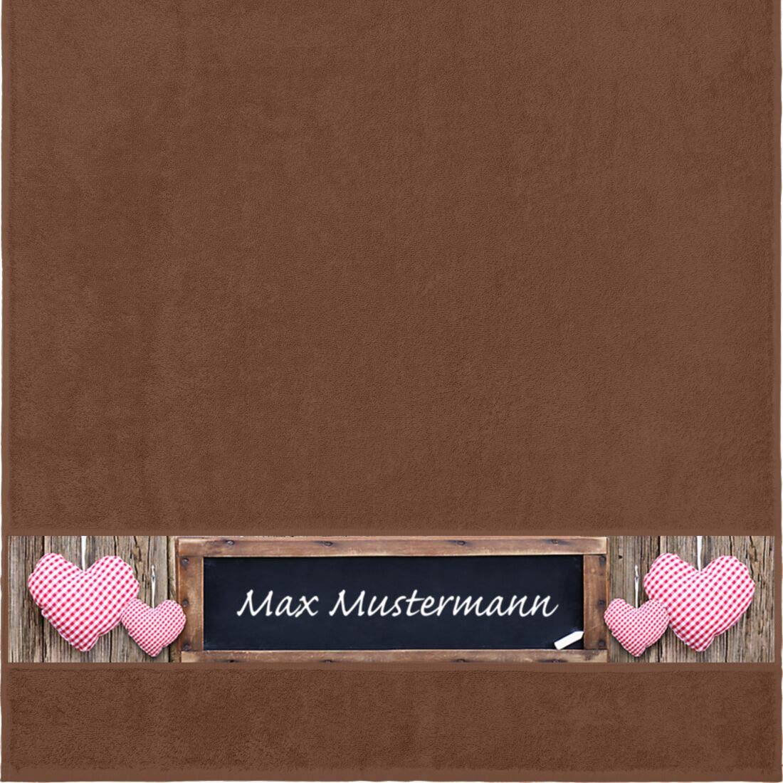 Manutextur Duschtuch mit Namen - personalisiert - Motiv Liebe - Tafel - viele Farben & Motive - Dusch-Handtuch - braun - Größe 70x140 cm - persönliches Geschenk mit Wunsch-Motiv und Wunsch-Name