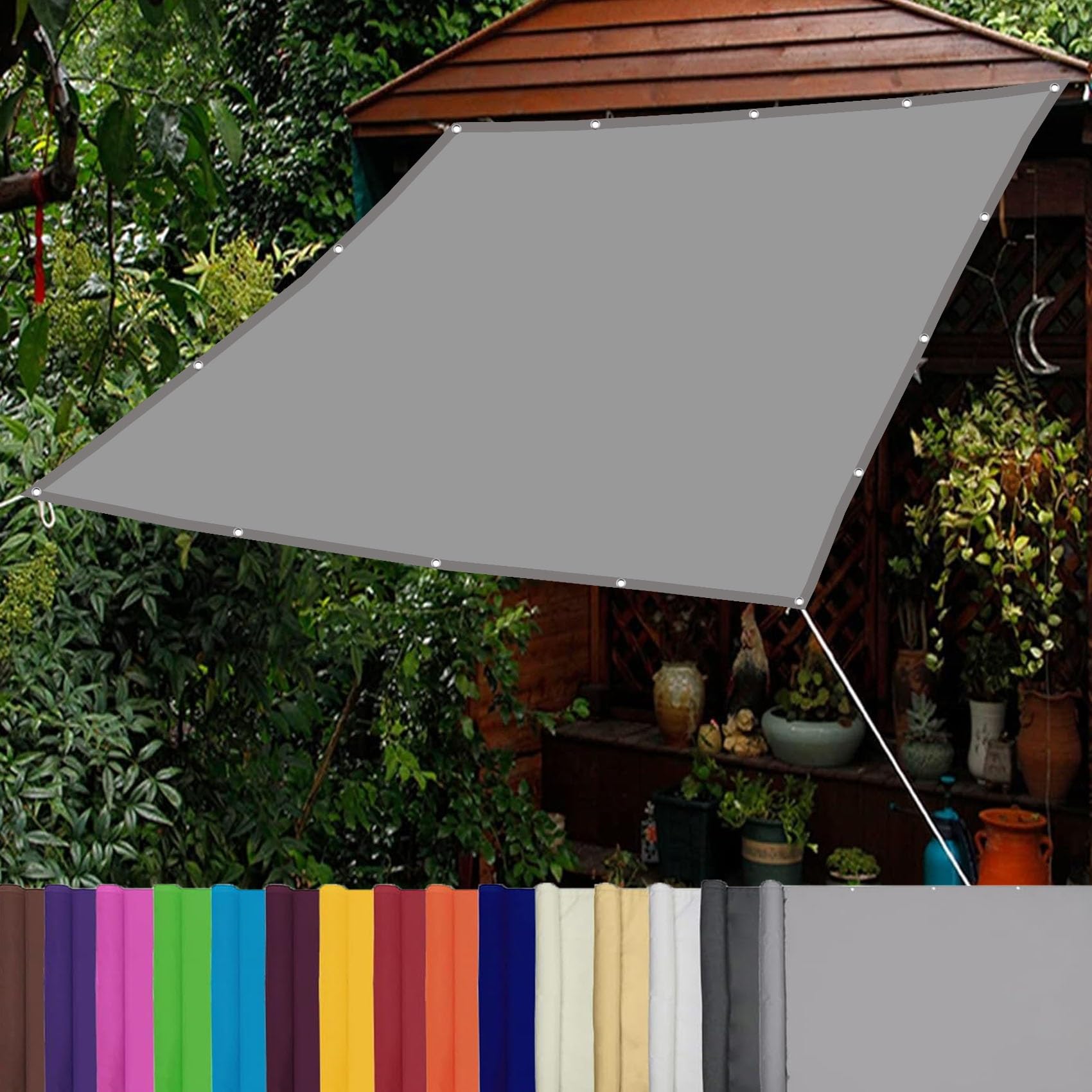 Voile d'ombrage imperméable 6 x 6.5 m avec protection UV pour terrasse