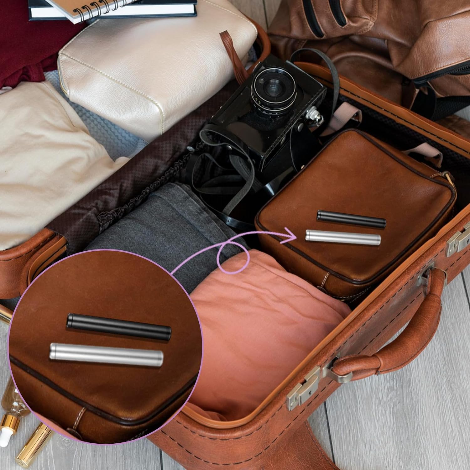 2Pcs Metal Tube Container, Portable Aluminum Storage Tube Holder, Lightweight Waterproof Travel Storage Box for Purse Pocket Travel Outdoors, 4.5 inches