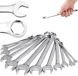MARKQ Combination Spanner Wrench Set – 12 Pcs Metric 6–22 mm | Hardened Alloy Steel Open-End & Ring Spanner Kit for Garage