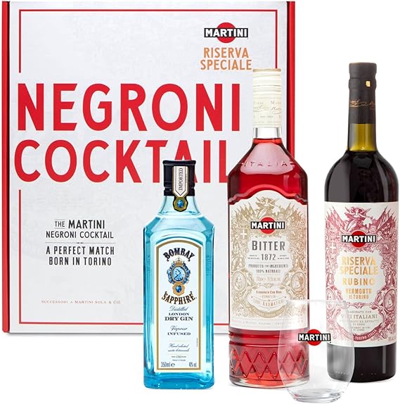 Martini Negroni Cocktail Kit Gift Set, Include Martini Riserva Speciale