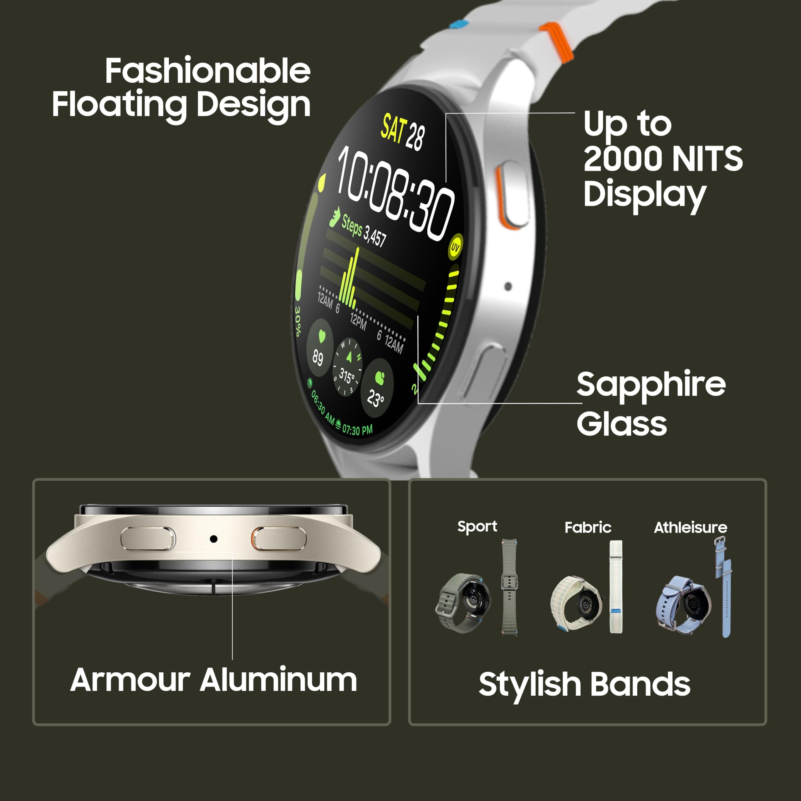 Samsung Galaxy Watch 7 (40mm, Cream, BT+LTE) with 3nm Processor 