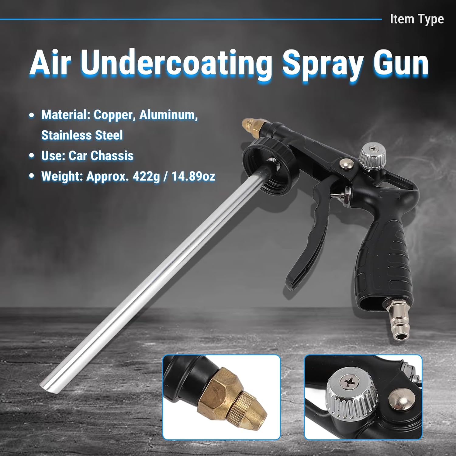 Air Undercoating Spray Gun, Air Proofing and Undercoating Gun with Gauge and Suction Feed Cup Flexible Extension Wand with Multi Directional Nozzle Spray Truck Bed Liner