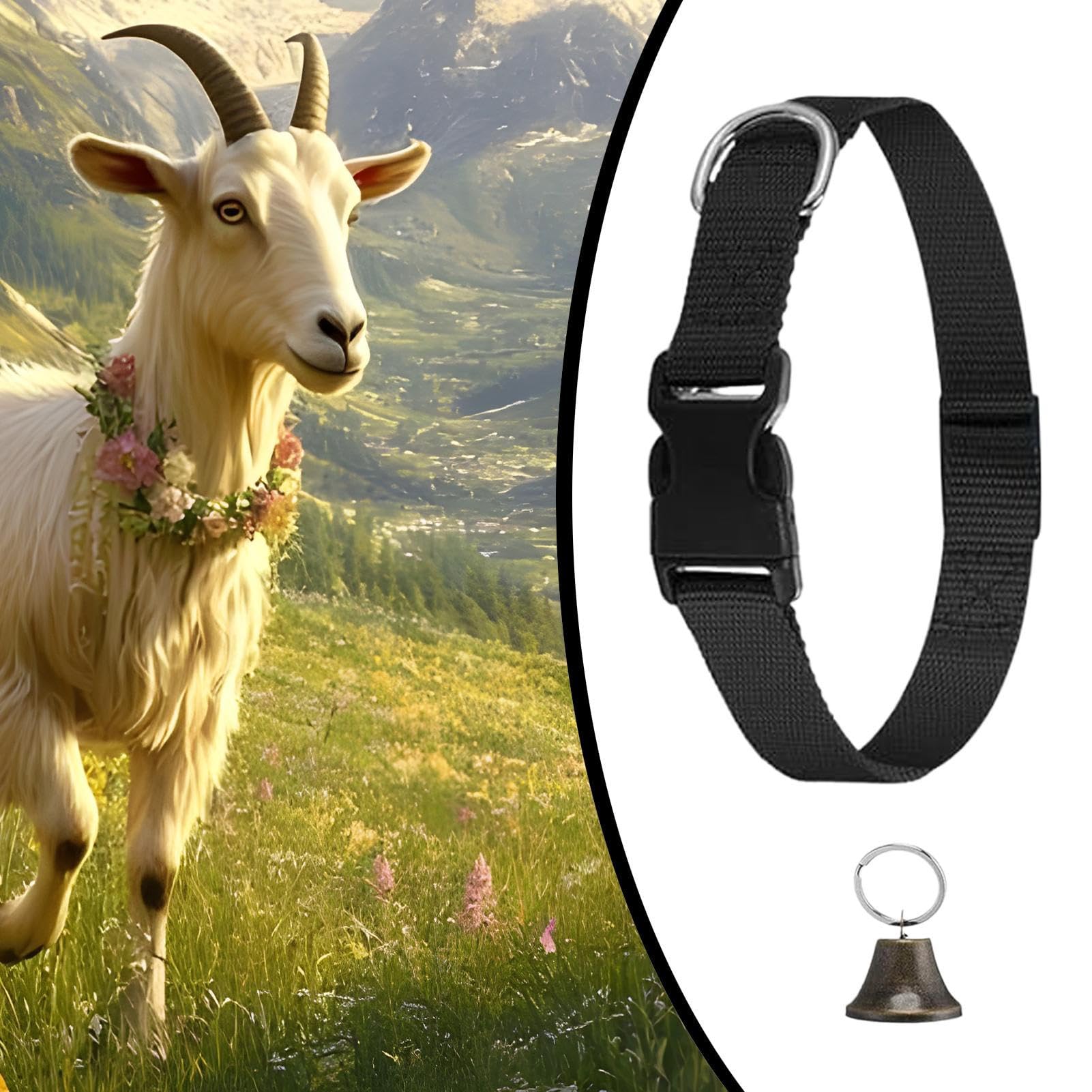 Collier de chèvre - Colliers de Mouton réglables | Anti Perdu la Cloche de pâturage pour Vache pour Animaux de chèvre