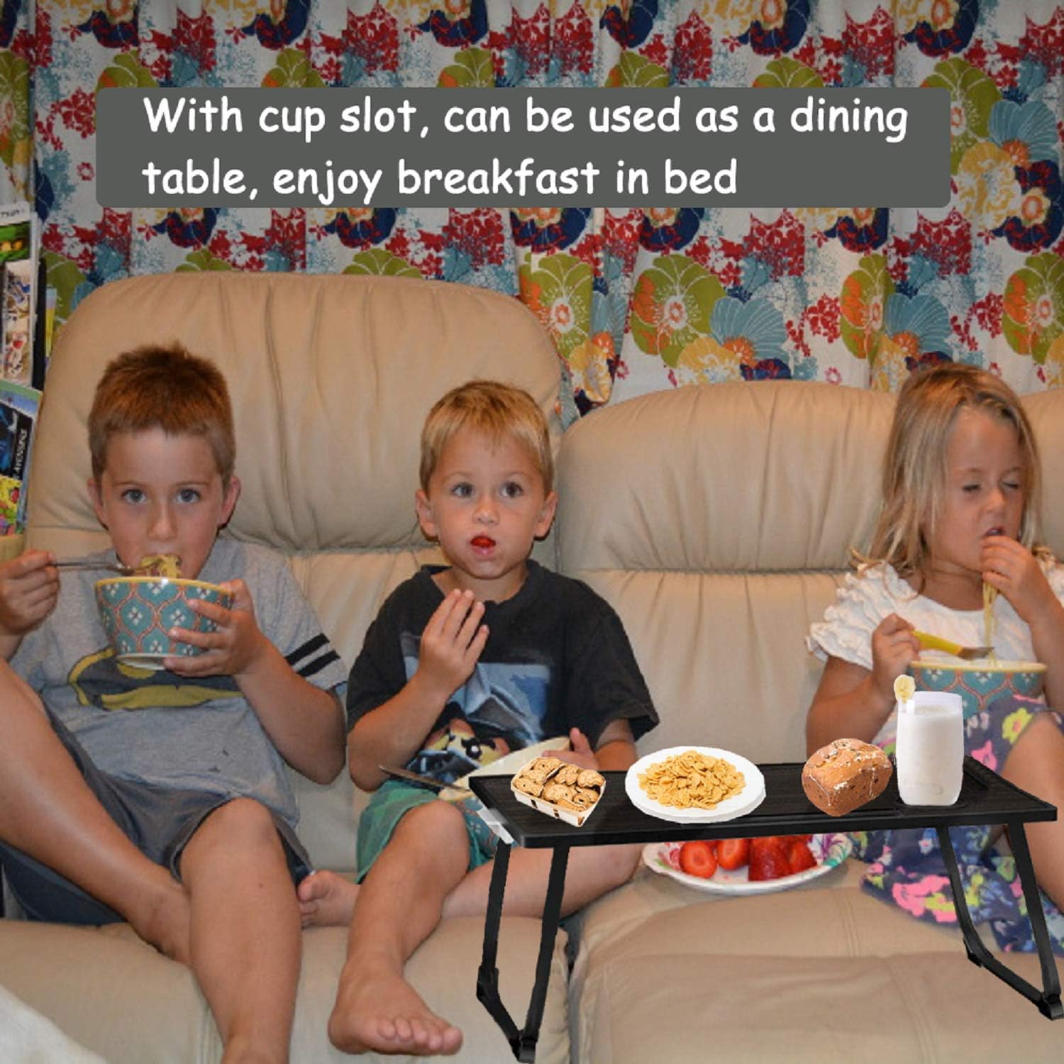 One-Day Sale: Up to 70% Off Laptop Desk for Bed, Portable Bed Computer Desk for Laptop and Writing, Bed Tables Tray for Eating and Laptops with Folding Legs, Breakfast Trays for Bed/Sofa/Chair(Black)