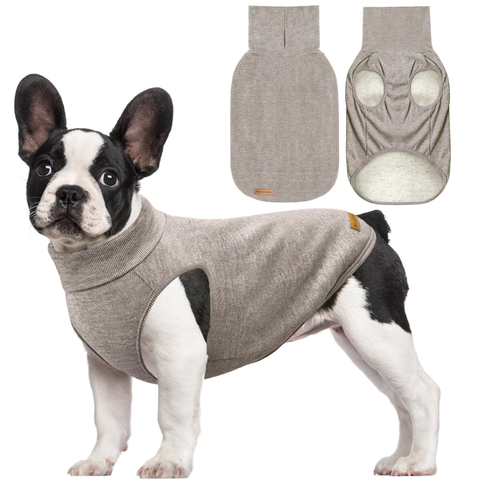 Mosucoirl Dog Sweaters Pet Pullover,Turtleneck Doggy Sweatshirt for Extra Large Dogs Thick Warm Dog Clothes Fleece Soft Winter Hoodies Outfit for Small Medium Large Dogs XS-4XL (Khaki