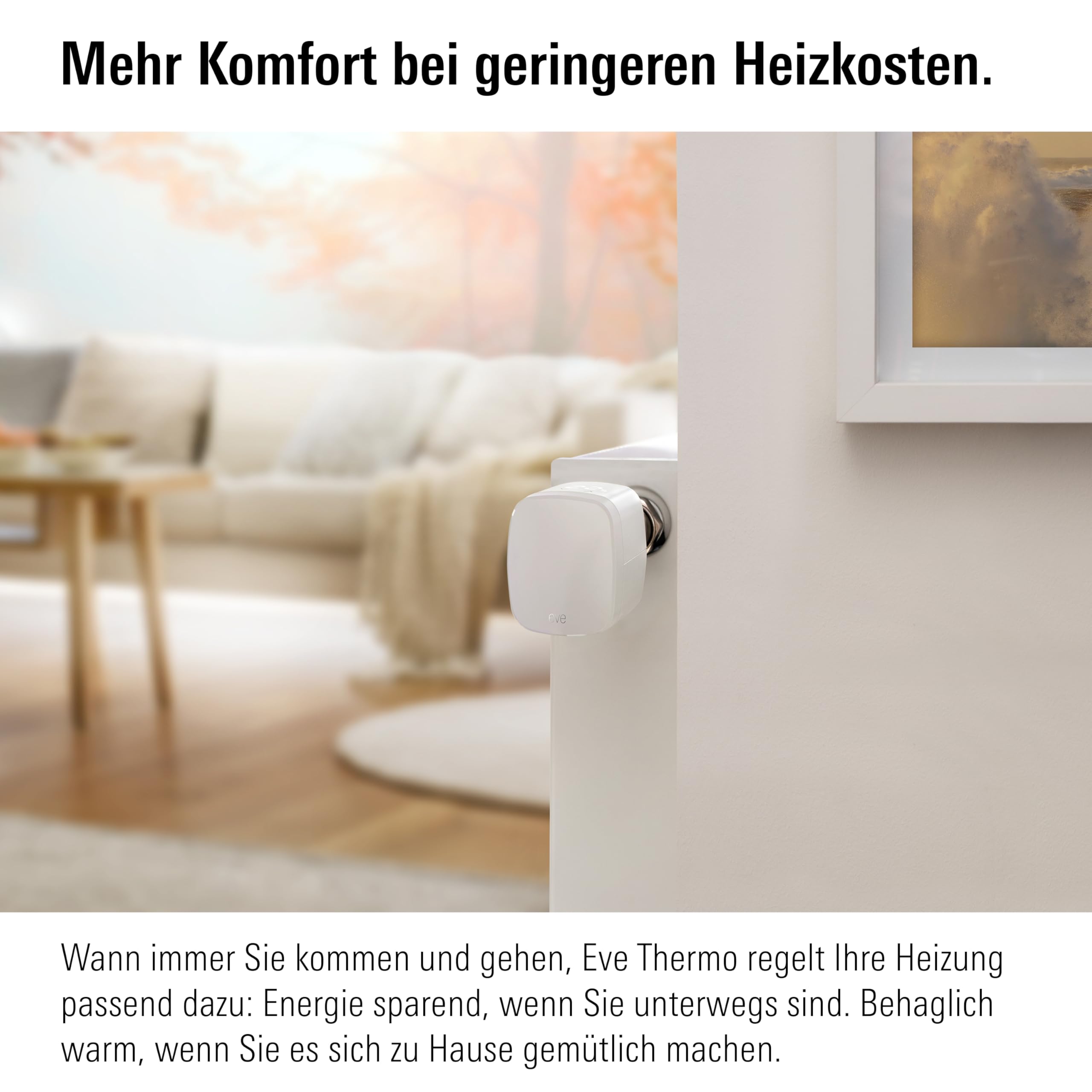 Eve Thermo (Matter) 4er Pack: Smartes Heizkörperthermostat, LED-Display mit Touch-Bedienfeld, Heizkosten sparen, Apple Home, Amazon Alexa, Samsung SmartThings, Google Home, Ben. Thread Border Router | Heizkosten sparen, LED-Display, App & Sprache, für Ale