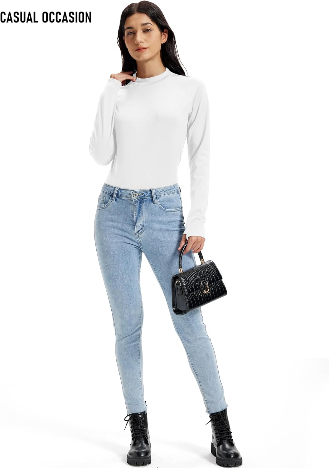 MAGCOMSEN Women Thermal Long Sleeve Tops Mock Turtleneck Underwear Fleece Lined Shirts Warm Ski Base Layer Cold Weather - Image 7