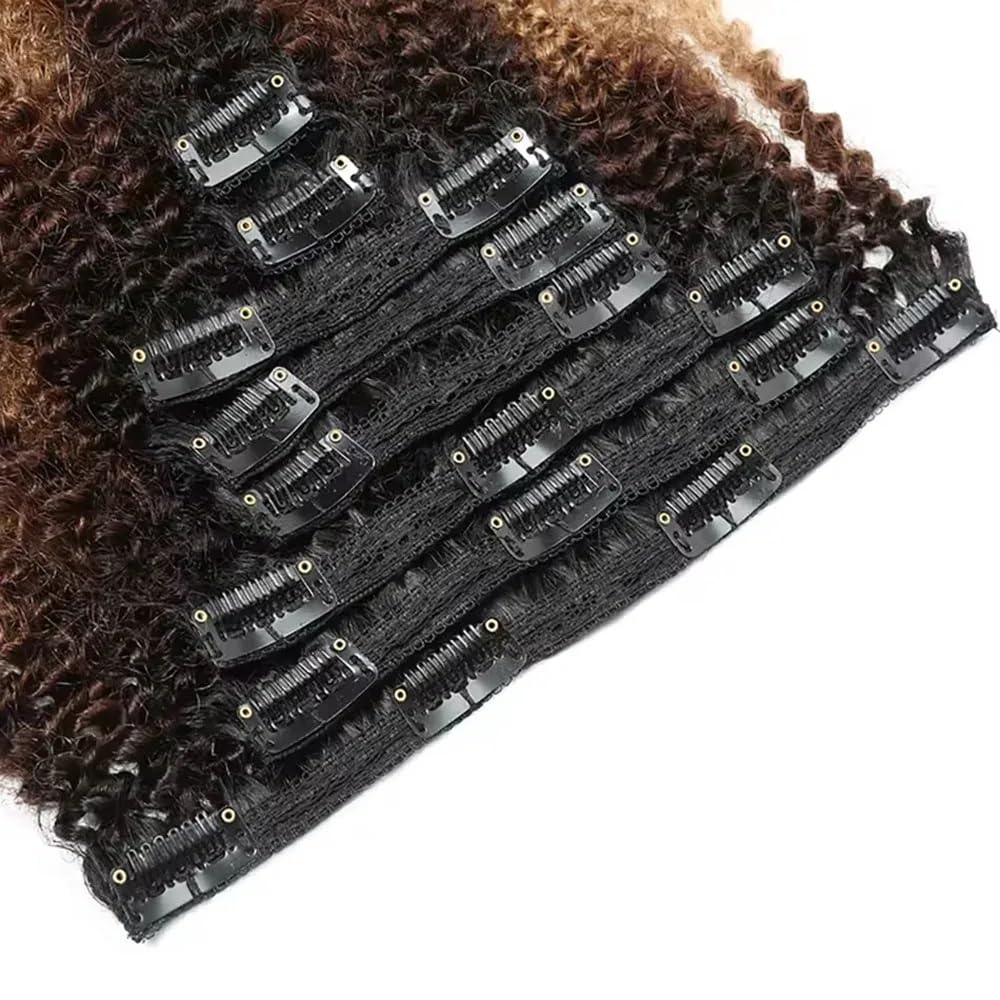 1B/27, 8 sztuk, afro kręcone włosy, przedłużenie włosów na klips, 8-61 cm, treska dla kobiet, 110 g/zestaw, 18 klipsów (45 cm)
