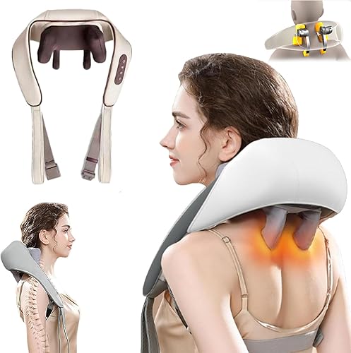Therapexa Masajeador de cuello y hombros  Therapexa, masajeador Shiatsu de cuello y espalda con calor, masaje profundo 6D, masajeador de cuello