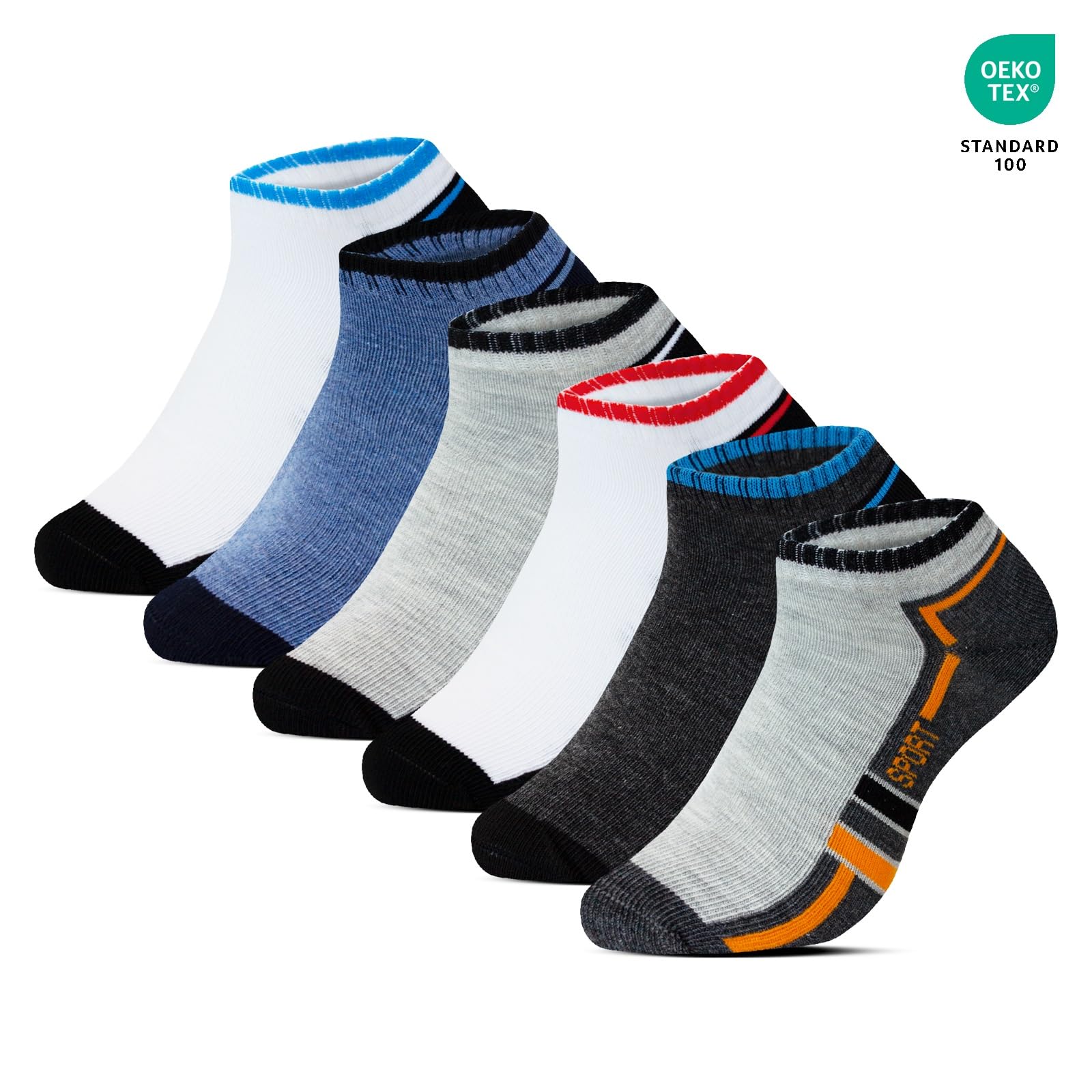 BestSale247 Lot de 12 paires de chaussettes basses respirantes en coton pour homme et femme