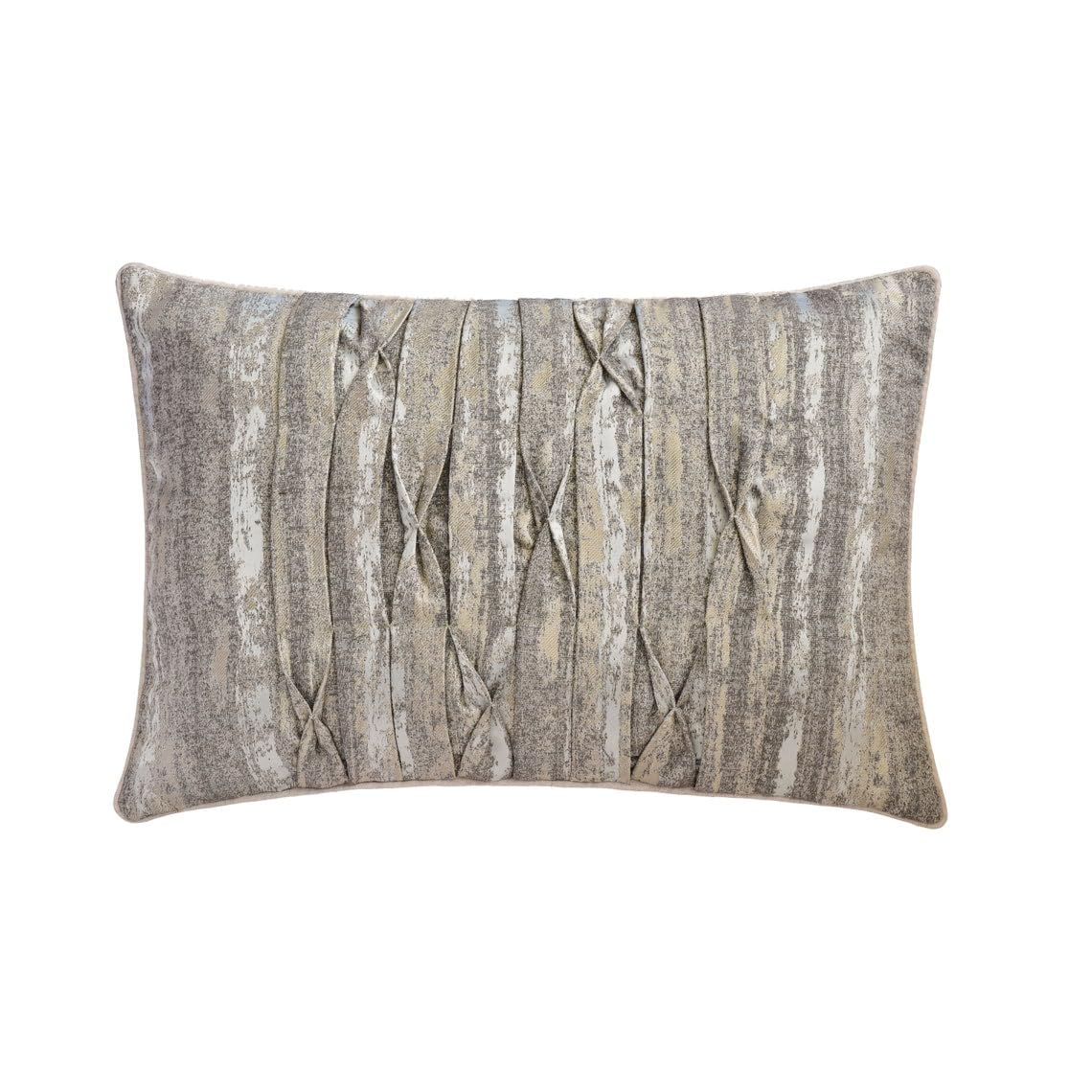 The HomeCentric Decorative Lumbar Cushion Covers Gray Pack of 2, 30x40 cm (12"x16") Jacquard Pintuck, Textured, Grunge Pillow Cover For Sofa, Couch, Bed, outdoor, Abstract Modern - Gritty Glimmer