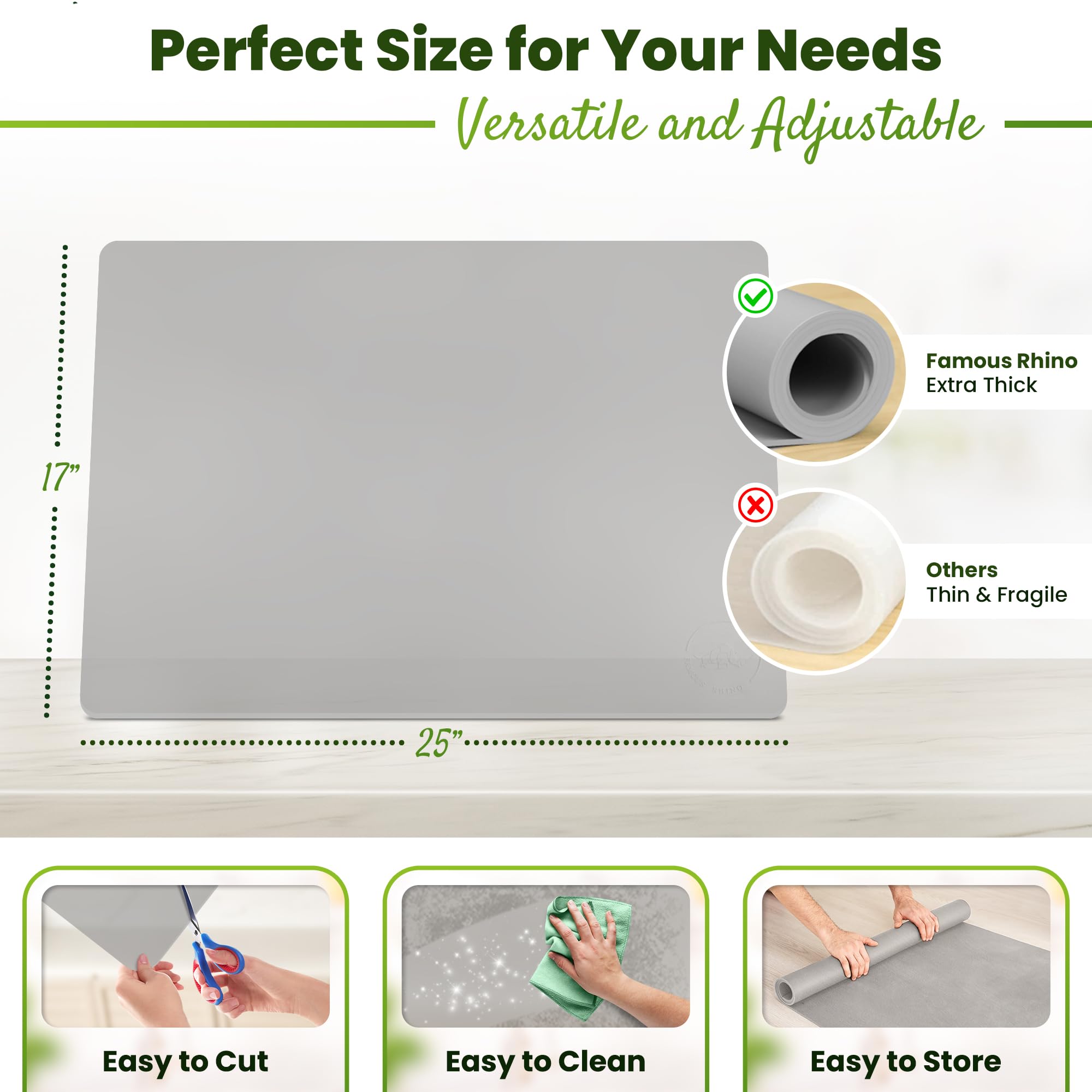 Tapete de silicona de alta calidad de 25 x 17 pulgadas, grueso, resistente al calor, tapete impermeable para encimera de cocina, máquina de café, cubierta de estufa superior de vidrio, protector de