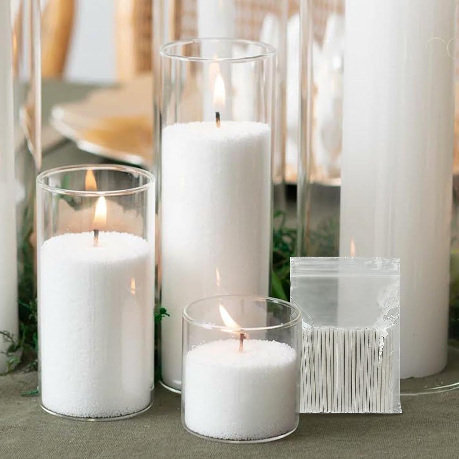 Pearled Cotton Candle Wick 2.2 Inch White Cotton Wicks for Sand Candles,Metal-Free & Lead-Free Refill Wax Wick for DIY Candle Making,Premium Soft Flame for Long Burn Time (Pack of 300)