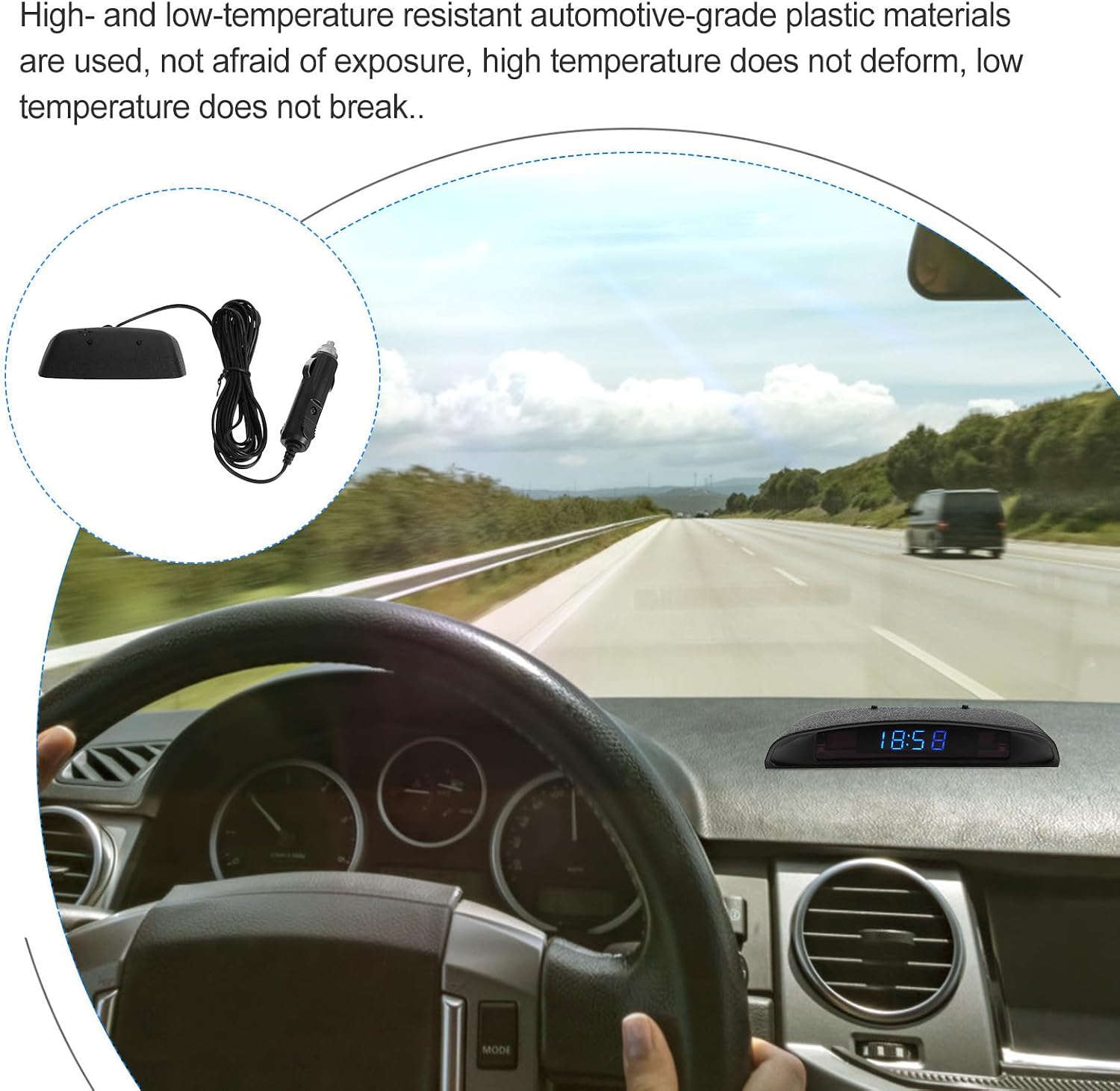 NUOBESTY Car Electronic Clock with LED Display and Thermometer Voltmeter