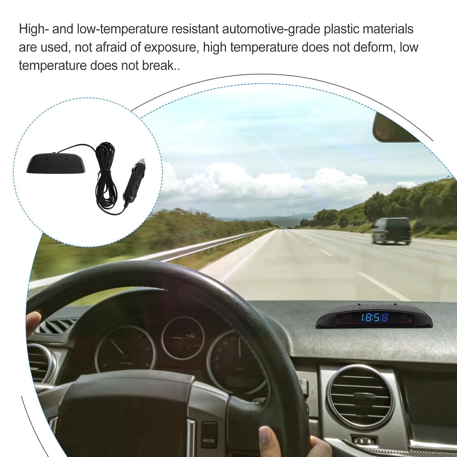 Car Dash Clock Electronic LED Clock for Car Interior Black