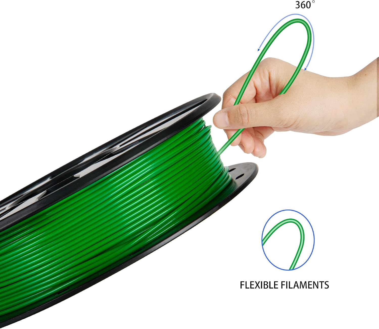 PLA 3D Printer Filament Bundle, TINMORRY PLA Filament 1.75mm, 250g x 5 Spools, Black+White+Blue+Red+Green, Net Weight 1.25kg