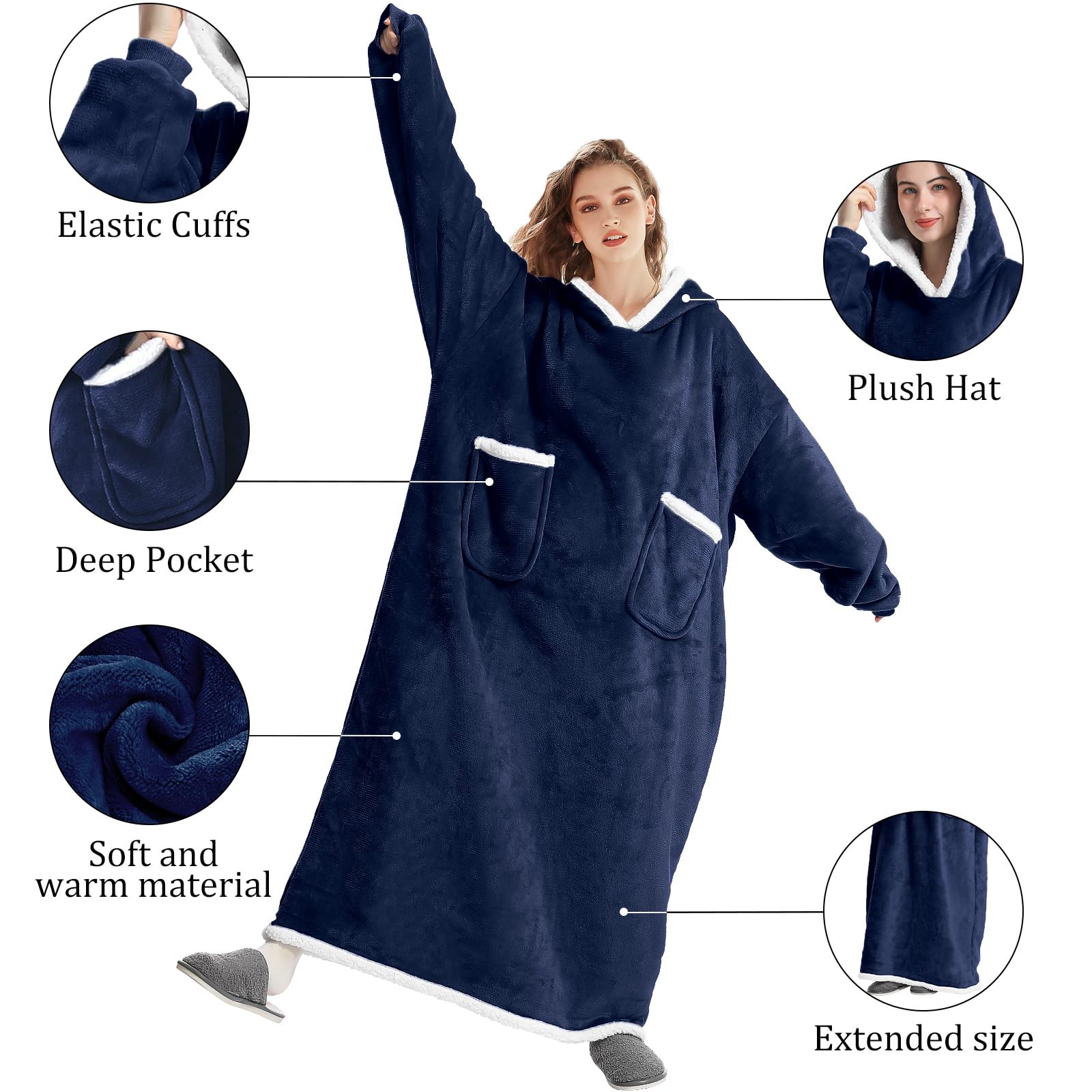 FEELJAM Coperta con maniche donna Coperta con cappuccio da uomo Coperta accogliente con maniche Per coperta TV per adulti