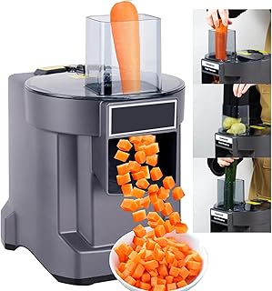 Processador de alimentos elétrico 3 em 1: Cortador de legumes, fatiador, ralador | cortador de legumes automático, picador comercial legumes e frutas, para cebolas, batatas, repolho e limão, cinzento