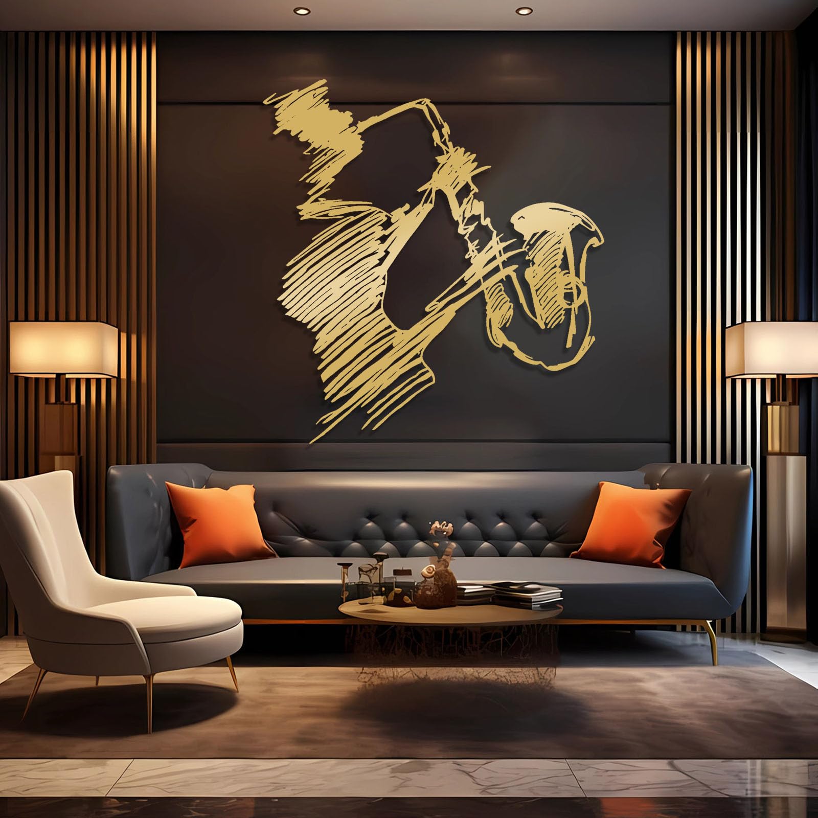 Decorazione da parete in metallo con sassofono, decorazione jazz astratta, arte musicale da parete per casa, cartello musicale per gli amanti della musica e gli appassionati di jazz