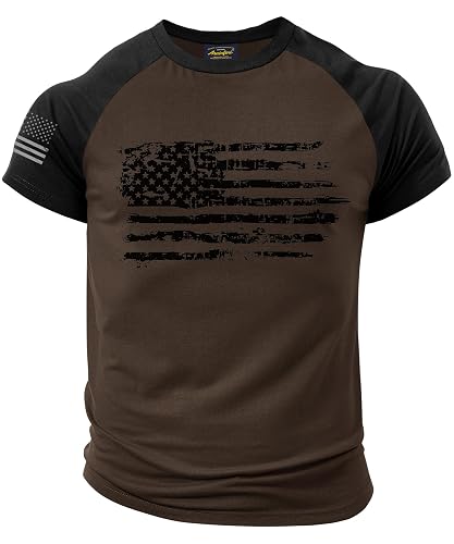 Mainfini Men America Flag Raglan Shirt Muscle Patriotic 4th of